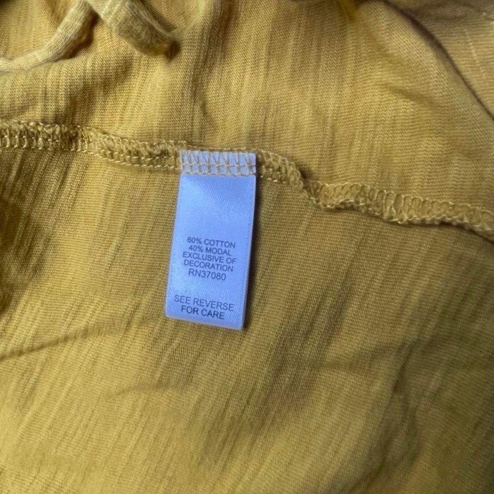 Mustard Yellow Knit Tie Front Tee Shirt L - Picture 5 of 6